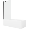 Mexen Cubik baignoire rectangulaire 160 x 70 cm avec tablier et paroi 1 volet 80 cm, transparent, noir - 550316070X9508000070