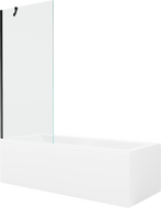 Mexen Cubik baignoire rectangulaire 160 x 70 cm avec habillage et paroi de douche à 1 volet 80 cm, transparent, noir