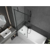 Mexen Cubik baignoire rectangulaire 160 x 70 cm avec habillage et paravent à 1 vantail 80 cm, motif noir - 550316070X9508007070
