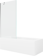 Mexen Cubik baignoire rectangulaire 160 x 70 cm avec habillage et paravent 1 volet 90 cm, transparent, chrome