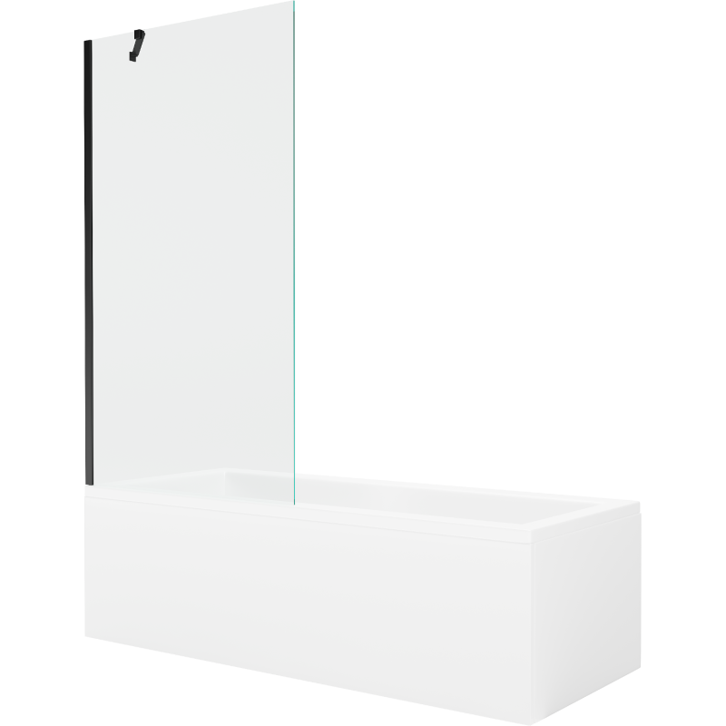 Mexen Cubik baignoire rectangulaire 160 x 70 cm avec habillage et paroi 1 volet 90 cm, transparent, noir - 550316070X9509000070