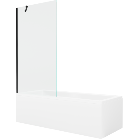 Mexen Cubik baignoire rectangulaire 160 x 70 cm avec habillage et pare-baignoire 1 volet 90 cm, transparent, noir