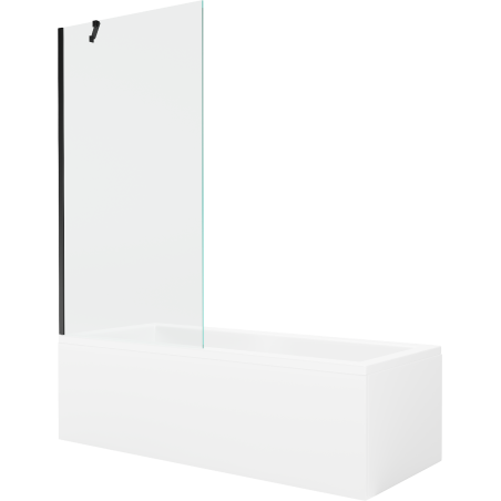 Mexen Cubik baignoire rectangulaire 160 x 70 cm avec habillage et paroi 1 volet 90 cm, transparent, noir - 550316070X9509000070