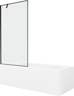 Mexen Cubik baignoire rectangulaire 160 x 70 cm avec tablier et paroi de douche à 1 volet 90 cm, motif noir