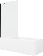 Mexen Cubik baignoire rectangulaire 160 x 70 cm avec tablier et paroi 1 volet 100 cm, transparent, noir - 550316070X9510000070