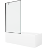 Mexen Cubik baignoire rectangulaire 160 x 70 cm avec tablier et paroi 1 volet 100 cm, motif noir - 550316070X9510007070