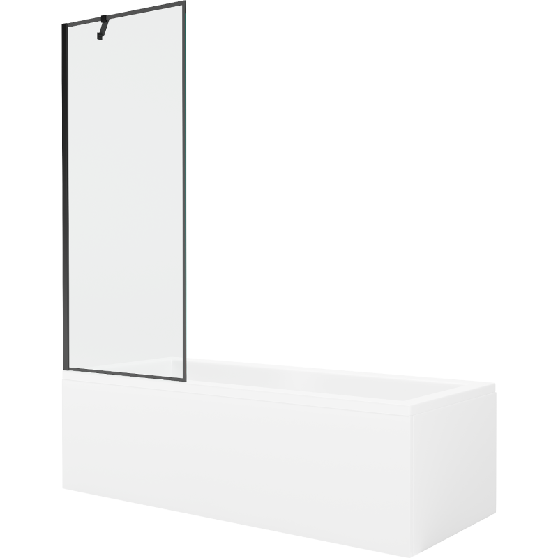 Mexen Cubik baignoire rectangulaire 170 x 70 cm avec habillage et paroi 1 volet 70 cm, motif noir - 550317070X9507007070