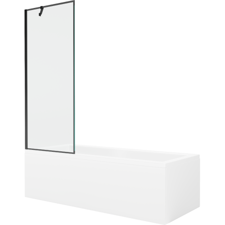Mexen Cubik baignoire rectangulaire 170 x 70 cm avec habillage et paroi 1 volet 70 cm, motif noir - 550317070X9507007070