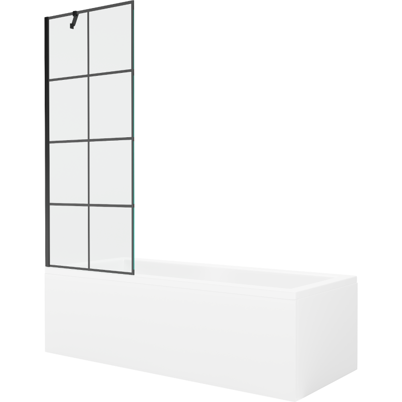 Mexen Cubik baignoire rectangulaire 170 x 70 cm avec tablier et paroi 1-volet 70 cm, motif noir - 550317070X9507007077