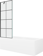 Mexen Cubik baignoire rectangulaire 170 x 70 cm avec tablier et paroi 1-volet 70 cm, motif noir - 550317070X9507007077
