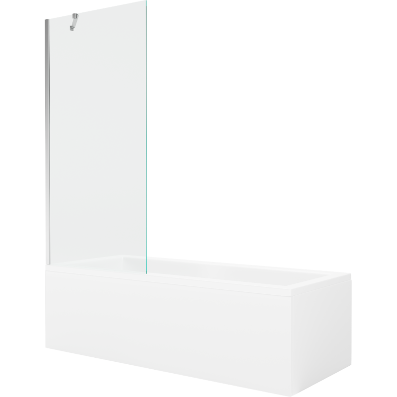Mexen Cubik baignoire rectangulaire 170 x 70 cm avec tablier et paroi 1-volet 80 cm, transparent, chrome - 550317070X9508000001