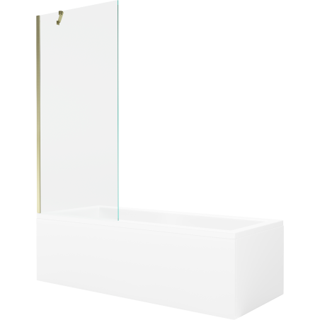 Mexen Cubik baignoire rectangulaire 170 x 70 cm avec habillage et écran 1-volet 80 cm, transparent, doré - 550317070X9508000050