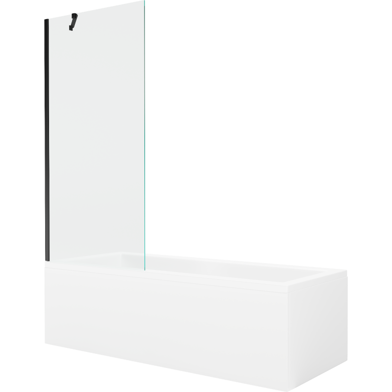 Mexen Cubik baignoire rectangulaire 170 x 70 cm avec carénage et paroi 1-volet 80 cm, transparent, noir - 550317070X9508000070