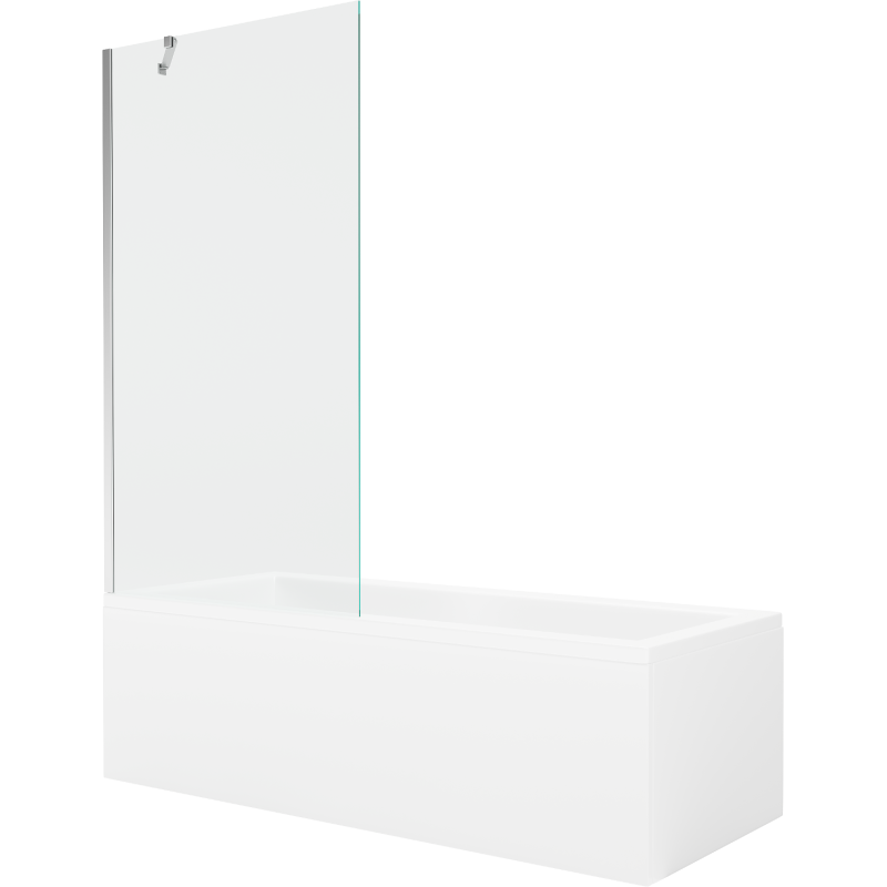 Mexen Cubik baignoire rectangulaire 170 x 70 cm avec habillage et paravent 1-volet 90 cm, transparent, chrome - 550317070X95090?