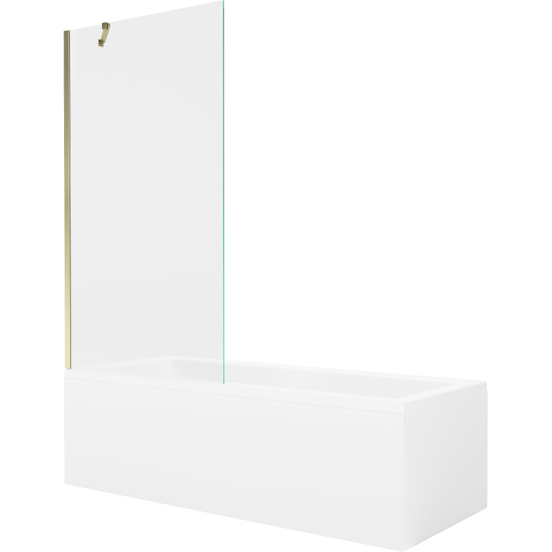 Mexen Cubik baignoire rectangulaire 170 x 70 cm avec panneau et écran 1-volet 90 cm, transparent, doré - 550317070X9509000050