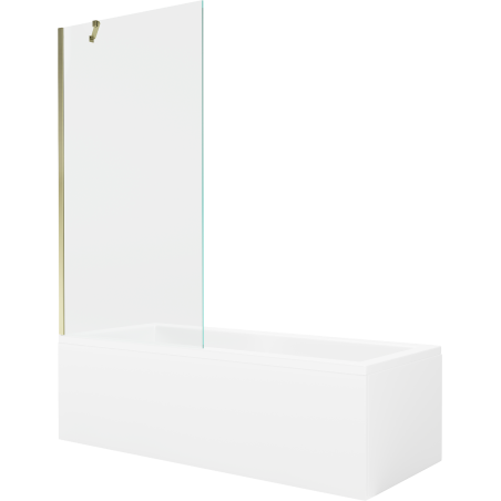 Mexen Cubik baignoire rectangulaire 170 x 70 cm avec panneau et écran 1-volet 90 cm, transparent, doré - 550317070X9509000050