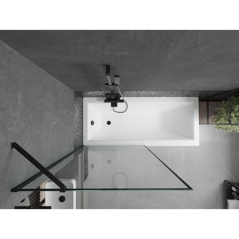 Mexen Cubik baignoire rectangulaire 170 x 70 cm avec habillage et écran 1-volet 90 cm, motif noir - 550317070X9509007070