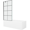 Mexen Cubik baignoire rectangulaire 170 x 70 cm avec tablier et paroi 1-volet 90 cm, motif noir - 550317070X9509007077