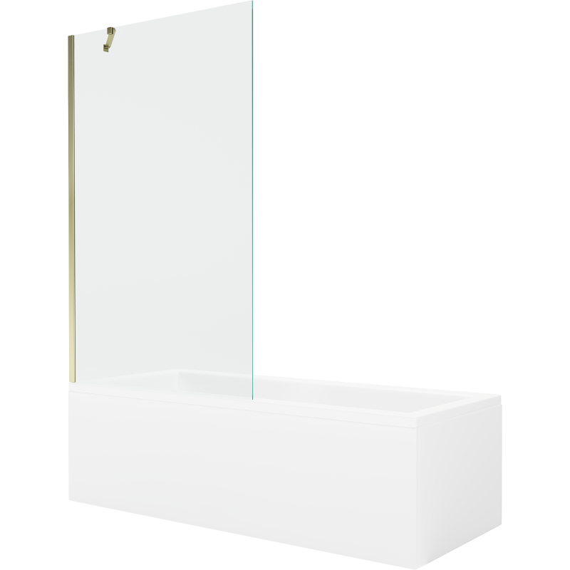 Mexen Cubik baignoire rectangulaire 170 x 70 cm avec tablier et paroi 1-volet 100 cm, transparent, doré - 550317070X9510000050