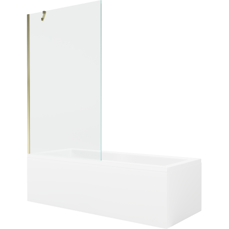 Mexen Cubik baignoire rectangulaire 170 x 70 cm avec habillage et paravent 1 volet 100 cm, transparent, doré