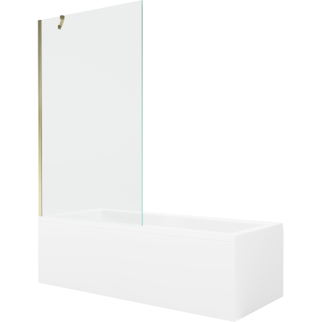 Mexen Cubik baignoire rectangulaire 170 x 70 cm avec tablier et paroi 1-volet 100 cm, transparent, doré - 550317070X9510000050