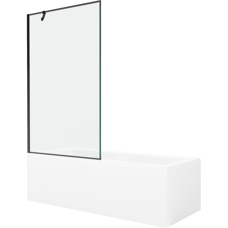 Mexen Cubik baignoire rectangulaire 170 x 70 cm avec panneau et paravent à 1 vantail 100 cm, motif noir - 550317070X9510007070
