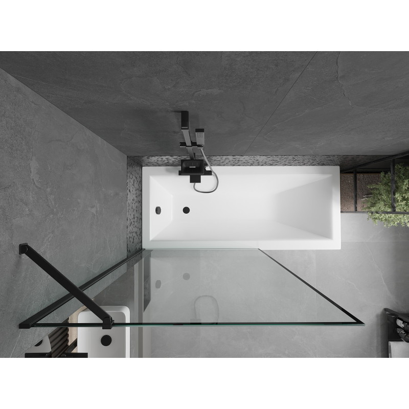 Mexen Cubik baignoire rectangulaire 170 x 70 cm avec habillage et écran 1 volet 100 cm, motif noir - 550317070X9510007070