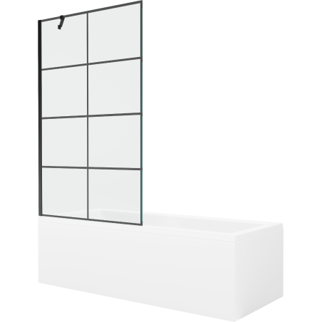 Mexen Cubik baignoire rectangulaire 170 x 70 cm avec tablier et pare-baignoire à 1 volet 100 cm, motif noir - 550317070X9510007?