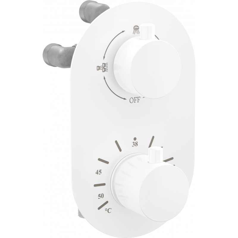 Mexen Kai robinet de baignoire-douche thermostatique à 3 sorties, blanc - 77602-20
