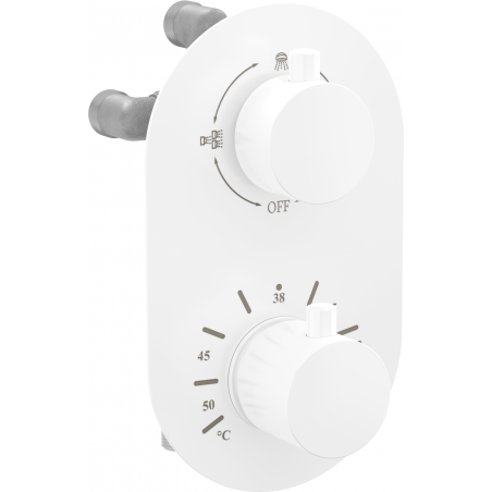 Mexen Kai robinet de baignoire-douche thermostatique à 3 sorties, blanc - 77602-20