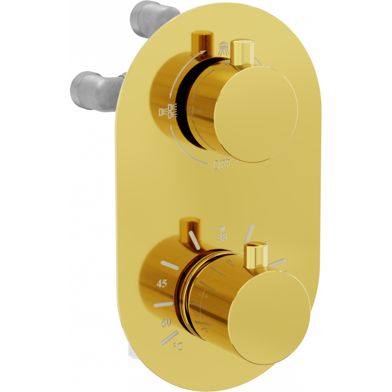 Mexen Kai mitigeur thermostatique bain-douche à 3 sorties, doré - 77602-50