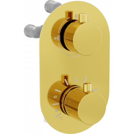 Mexen Kai mitigeur thermostatique bain-douche 3 sorties, doré - 77602-50