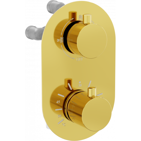 Mexen Kai robinet thermostatique baignoire-douche à 3 sorties, doré - 77602-50
