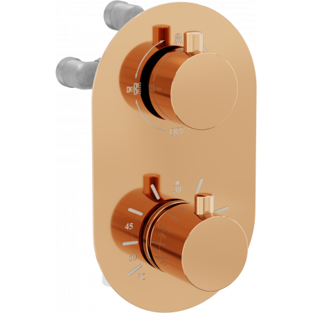 Mexen Kai robinet thermostatique baignoire-douche 3 voies, or rose - 77602-60
