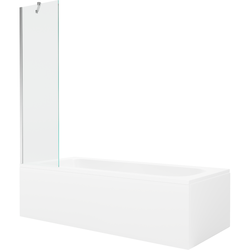 Mexen Vega baignoire rectangulaire 150 x 70 cm avec habillage et paroi de douche 1 volet 50 cm, transparent, chrome - 550115070?