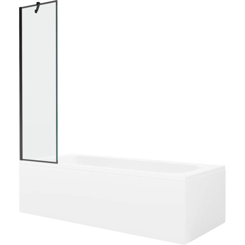 Mexen Vega baignoire rectangulaire 150 x 70 cm avec habillage et paravent 1 volet 50 cm, motif noir - 550115070X9505007070