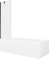 Mexen Vega baignoire rectangulaire 150 x 70 cm avec habillage et paravent 1 volet 60 cm, transparent, noir