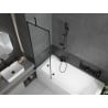Mexen Vega baignoire rectangulaire 150 x 70 cm avec habillage et paroi 1-volet 60 cm, motif noir - 550115070X9506007070