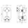 Mexen Kai mitigeur thermostatique bain-douche à 3 sorties, gun gray brossé - 77602-66