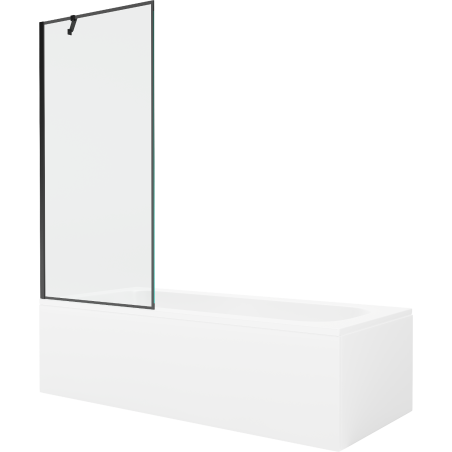 Mexen Vega baignoire rectangulaire 150 x 70 cm avec habillage et paravent à 1 vantail de 80 cm, motif noir