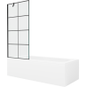 Mexen Vega baignoire rectangulaire 150 x 70 cm avec habillage et pare-douche 1 battant 80 cm, motif noir - 550115070X9508007077
