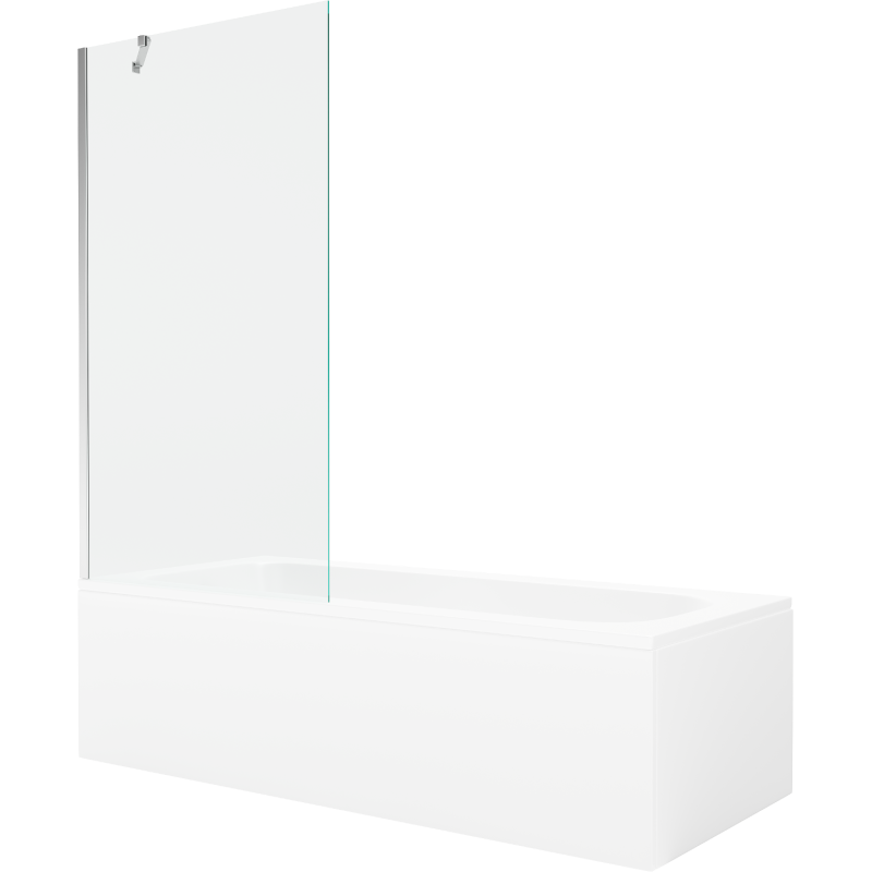 Mexen Vega baignoire rectangulaire 150 x 70 cm avec habillage et paravent 1 volet 90 cm, transparent, chrome - 550115070X950900?
