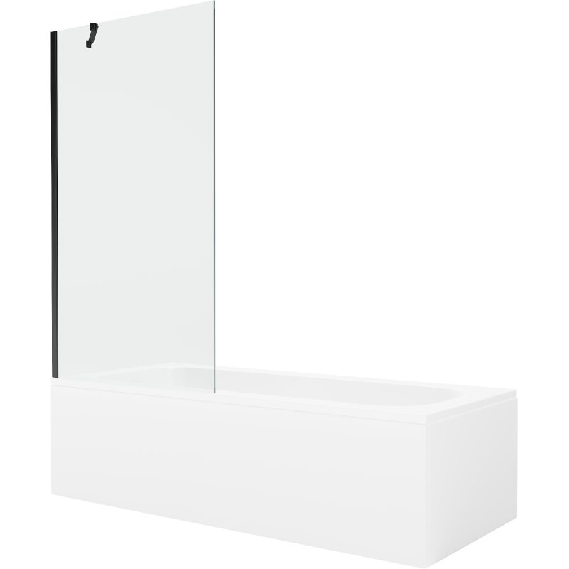 Mexen Vega baignoire rectangulaire 150 x 70 cm avec tablier et paroi 1 volet 90 cm, transparent, noir - 550115070X9509000070