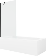 Mexen Vega baignoire rectangulaire 150 x 70 cm avec tablier et paroi 1 volet 90 cm, transparent, noir - 550115070X9509000070