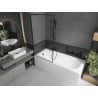 Mexen Vega baignoire rectangulaire 150 x 70 cm avec habillage et pare-douche 1 volet 90 cm, motif noir - 550115070X9509007070