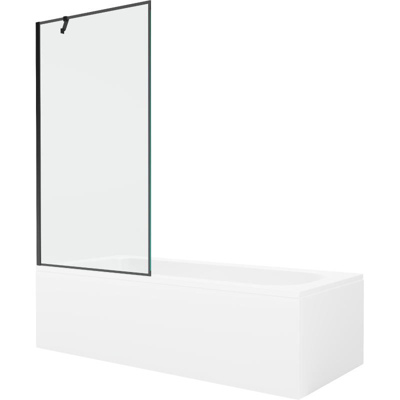Mexen Vega baignoire rectangulaire 150 x 70 cm avec habillage et pare-douche 1 volet 90 cm, motif noir - 550115070X9509007070