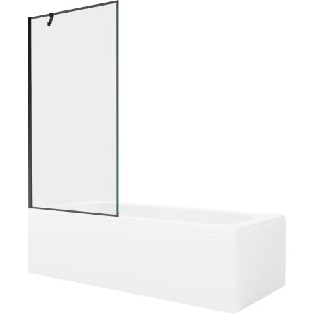Mexen Vega baignoire rectangulaire 150 x 70 cm avec habillage et paravent à 1 battant 90 cm, motif noir - 550115070X9509007070