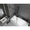 Mexen Vega baignoire rectangulaire 150 x 70 cm avec habillage et pare-douche 1 volet 90 cm, motif noir - 550115070X9509007070