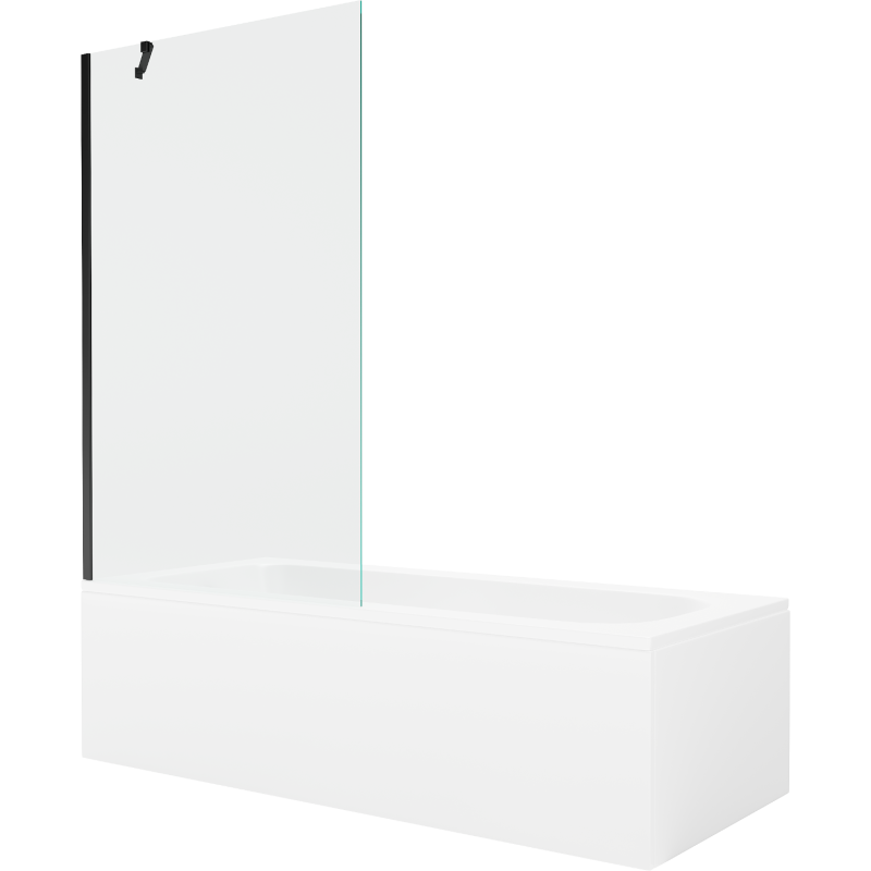 Mexen Vega baignoire rectangulaire 150 x 70 cm avec habillage et écran 1-volet 100 cm, transparent, noir - 550115070X9510000070