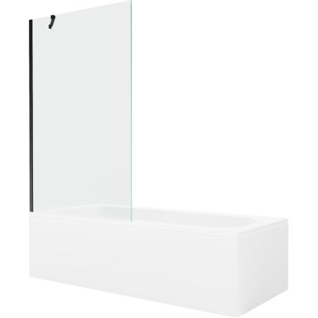 Mexen Vega baignoire rectangulaire 150 x 70 cm avec habillage et écran 1-volet 100 cm, transparent, noir - 550115070X9510000070